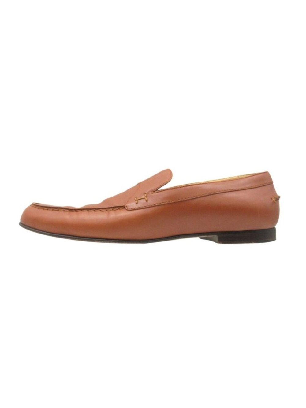 Hermes Loafers H Stitch Moccasins Leather Slip-on Shoes Light Brown